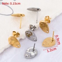 10 件不锈钢水滴形纹理雕刻复古耳钉，适合 DIY 耳环首饰制作 - 幾何耳環 - 查看 3