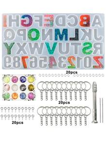 Alphabet Silicone Resin Casting Molds Kit, Reversed Letters & Numbers Epoxy Casting Molds With Pin Vise Set For DIY Making Keychain/House Number Resin Crafts