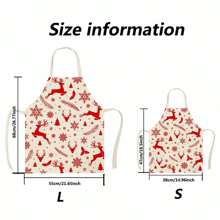 1 件圣诞老人、驯鹿、雪花印花亚麻时尚围裙，适合圣诞节、家庭清洁、厨房烹饪、家居使用 - 彩色 - 查看 2