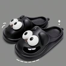 ASHALI EVA Material Women's Cute Black Big-Eyed Dog House Slippers, Indoor Slippers And Outdoor Non-Slip Durable Sandals - Black - View 3