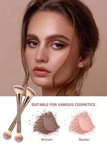 1pc Double-Ended Makeup Brush - Contour & Blush Brush, Super Soft & Smooth Application,Brush Set,Makeup Brush Kit,Make Up Brush Set,Make Up Set Complete,Makeup Brush Set,Complete Makeup Kit,Brush Kit,Brushes Makeup Set,Makeup Gift Set,Set - Rose Gold - View 4