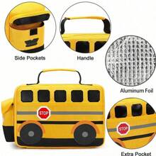 1PC Yellow School Bus Lunch Box Bag For Back To School Girls Boys Insulated Lunch Bags Reusable Lunch Cooler Tote For Women Work Travel Pinic,Back To School
