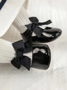 1 par de zapatos ligeros y transpirables con diseño de , suela blanda y estilo de princesa para bebé niña, unicolor con mariposa, adecuado para primavera y otoño, 0-15 meses - Negro - Ver 6