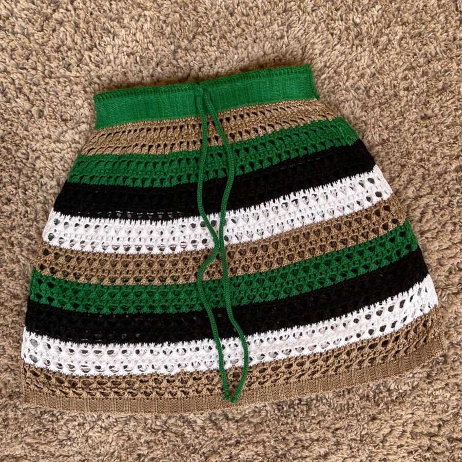 TRICOT PREMIUM Beach Outfit Crochet Knitting Skirt Summer Beach Outfit - Màu xanh Ô liu - Xem 1