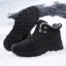 Autumn/Winter New High-Top Thick-Soled Ultra-Light Warm Men's Outdoor Snow Boots, PU Plus Size Men's Boots (EU39-48), Outdoor Hiking Shoes, Men's Outdoor Sports Snow Boots, Trekking Boots, Outdoor Trail Shoes, Climbing Boots, Thermal Lined, Comfortable Casual Shoes, Warm Hiking Shoes, Anti-Slip & Durable, Black Snow Boots