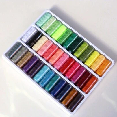 36 piezas/set de hilo de coser, hilo de coser precoloreado para costura a mano, 365 m por carrete, Set de hilo de coser portátil para el hogar, multicolor