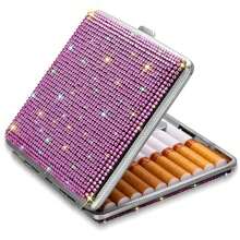 1pc Cigarette Case For Women Men,Metal Cigarette Holder Case Bling Crystal Double Sided Cigarette Box Gift For Smoker - Polychromatic - View 7