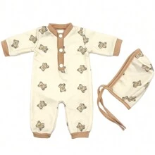 Combinaison avec capuche de 43 cm pour poupée, imprimé animal mignon, convient aux poupées nouveau-nées de 17 à 18 pouces. Vêtements et accessoires pour poupées, poupée non incluse