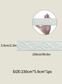 1 卷 2.3 米/90.6 英寸 3D 花叶藤蔓图案浮雕浪漫特殊设计踢脚线贴纸，XPE 泡沫材料自粘防撞墙贴，简约现代风格家居装饰，翻新踢脚线用于保护墙边，各种颜色和尺寸可供选择，易于清洁，贴纸，墙贴花，用于家居装饰的乙烯基贴花，春季装饰品让您的家焕然一新，节日装饰贴纸礼物生日毕业 - 白色 - 查看 10