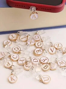 1pc Letter Shape Anti-Dust Plug Compatible With IPhone/Type-C Charging Port - White - View 1