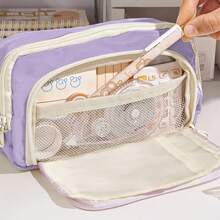 Estojo de lápis de grande capacidade, estojo multifuncional para canetas, estojo para canetas em cores de macaron para estudantes, armazenamento de papelaria, material de escritório escolar, volta às aulas, volta às aulas, material escolar, estojo para lápis, mochila escolar