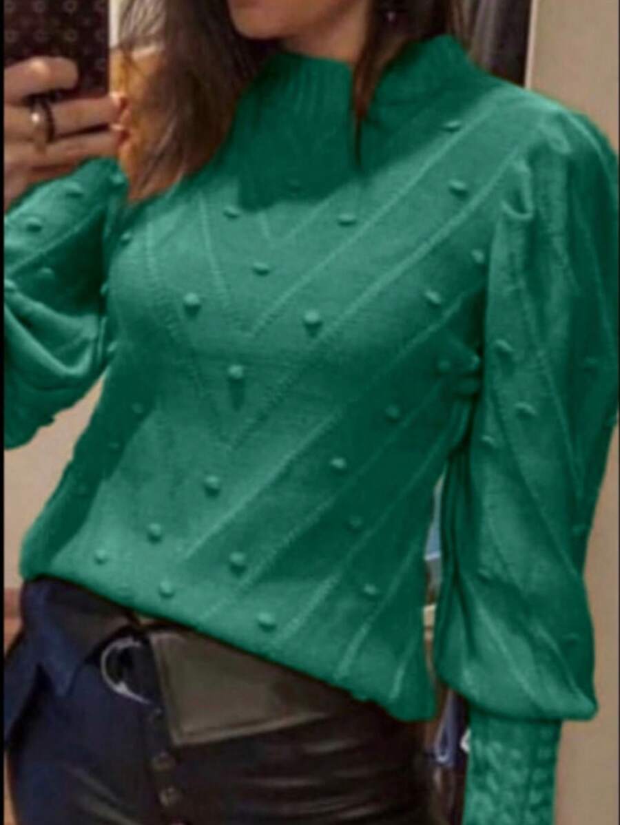 TRICOZHU Women's Blouse THICK WINTER KNITTING POLISH Blouse Long Sleeve FASHION 2023 - xanh quân đội - Xem 1