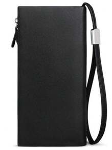 STAR SHOP Men's Long Leather Wallet Cards Document Cell Phone - Black - View 7