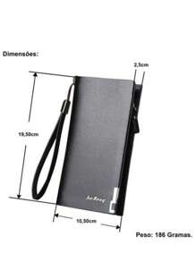 STAR SHOP Men's Long Leather Wallet Cards Document Cell Phone - Black - View 5