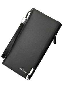 STAR SHOP Men's Long Leather Wallet Cards Document Cell Phone - Black - View 4