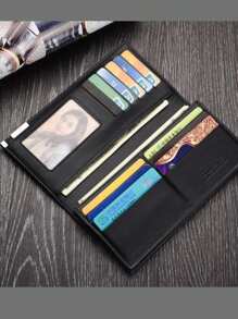 STAR SHOP Men's Long Leather Wallet Cards Document Cell Phone - Black - View 9