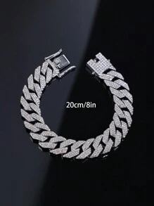 CVNANA 1 pieza Collar de moda hip-hop con brillo de rhinestone, collar y pulsera de diamante falso incrustado de tendencia, regalo unisex