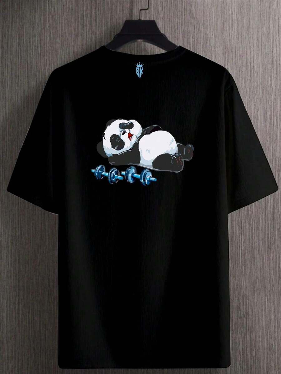Pandinha Gym Tshirt Men's And Women's Dtf - 黑色 - 查看 1