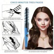 Set Plancha De Pelo Profesional 450° + Tenaza Rizadora + Peine Cabello Gama Titanio,Plancha de Pelo de Placa Ancha,Plancha Alaciadora 450 Plancha de pelo profesional 3 en 1 rizador de pelo juego de peine herramientas de peinado rápido plancha plana - Azul - Ver 3