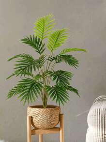 1pc, 23.6in/60cm, Artificial Tropical Plant, Artificial Indoor Outdoor Green Tropical Plant, Artificial Hawaiian Palm Green Leaves, 18-Fork Large Artificial Ruscus Leaves, Fake Plastic Green Sea Turtle Leaves, Tropical Artificial Palm Leaves, Large Size Plastic Palm Plant Leaves, Realistic Texture Leaf Home Garden Decor (Unassembled) (No Pot)
