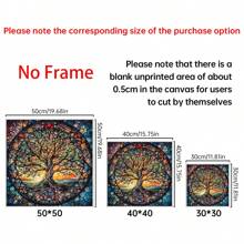 1pc Tree Of Life Mandala, Yggdrasil Painting Canvas, Mosaic Stained Print, Mythology Gift, World Tree, Celtic Wall Art, Vibrant Mandala, Canvas Wall Decor For Living Room, Bed Room,Poster Gifts Birthday Graduation