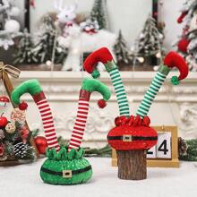 Fabric Decoration Fabric Legs Stuffed Legs Decorations Xmas Tree Legs Striped And Green Red Shoes Legs Santa Legs Ornament For Tree Fireplace Best Gifts Birthday - Multicolor - View 5