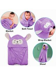 DeTODO Toalla de Baño Infantil de Orejitas Con Capucha - Morado - Ver 5