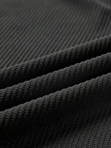 BIUBIU Plus Size Solid Color Slim Fit Oblique-Shoulder Midi Dress - Black - View 7