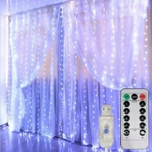 Đèn rèm Led có điều khiển từ xa - Dùng nguồn USB, 8 chế độ trang trí nhà cửa, phòng ngủ, đám cưới, tiệc tùng, cửa sổ, không gian treo tường - Hoàn hảo cho Giáng sinh, Lễ tình nhân, Halloween - Đèn rèm USB - Xem 18