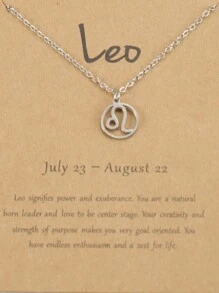 1pc 12 Constellations Symbol Stainless Steel Pendant Necklace With Stainless Steel Chain - Silver - View 4