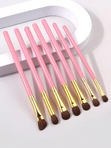 7pcs Horse Hair Eye Makeup Brush Set, Complete Eye Shadow, Nose Contour Brushes - Multicolor - View 3