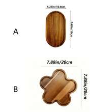 20 X 20 X 1.5 Cm Wooden Tray, Wooden Food Serving Platter, Flower Shaped Tray - Ideal For Cheese Board, Wooden Platter For Serving Food, Party Decor, Fruit Plate - Yellow - View 2