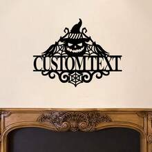 1pc Personalized Halloween Family Name House Metal Address Metal Sign - Custom Spooky Wall Art Decor - Multicolor - View 4