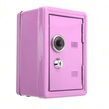1pc Money Box, Metal Coin Storage Container, Small Size Cash Bank For Family, With Key And Password Lock, Suitable For Office Storage, Built-In Drawer, Gift - Dusty Pink - View 11