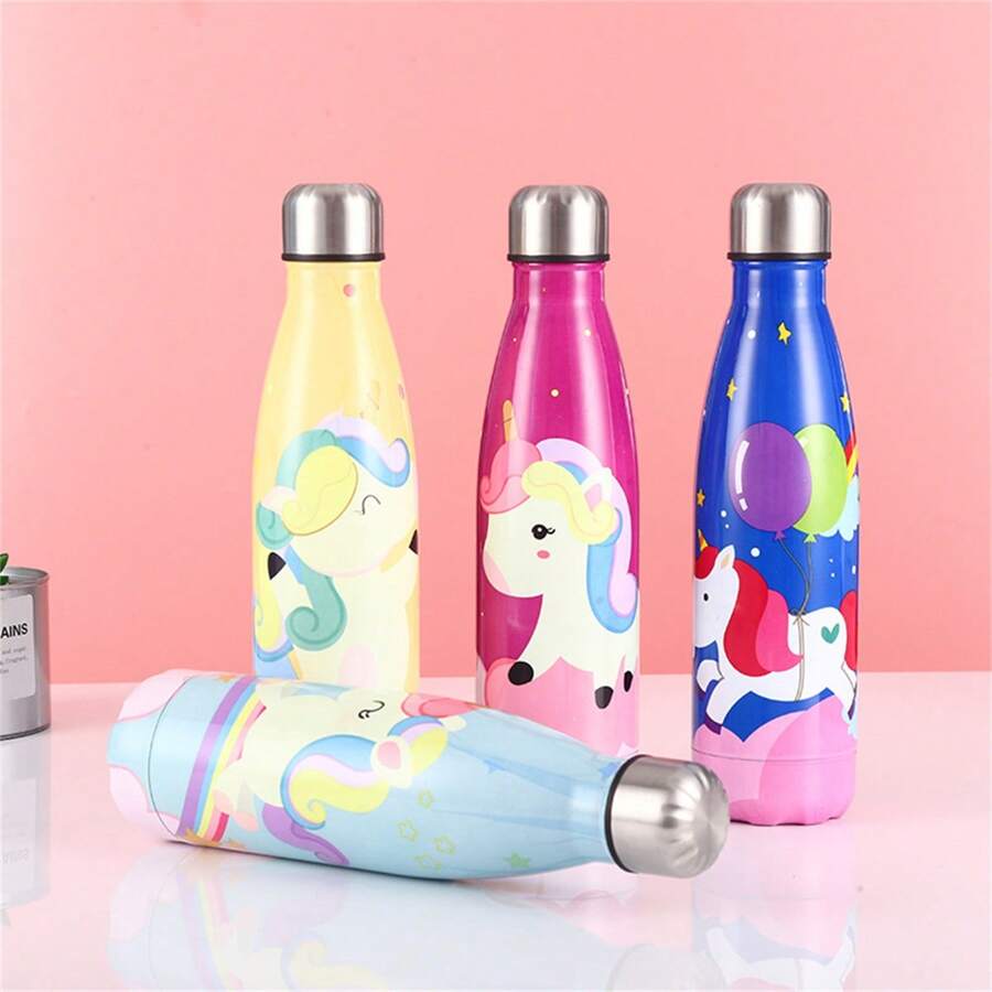 Vaso aislante de doble pared de acero inoxidable de 500 ml/17 onzas, botella de agua de alta calidad para deportes al aire libre, apta para hombres y mujeres, taza de regalo con estampado de dibujos animados