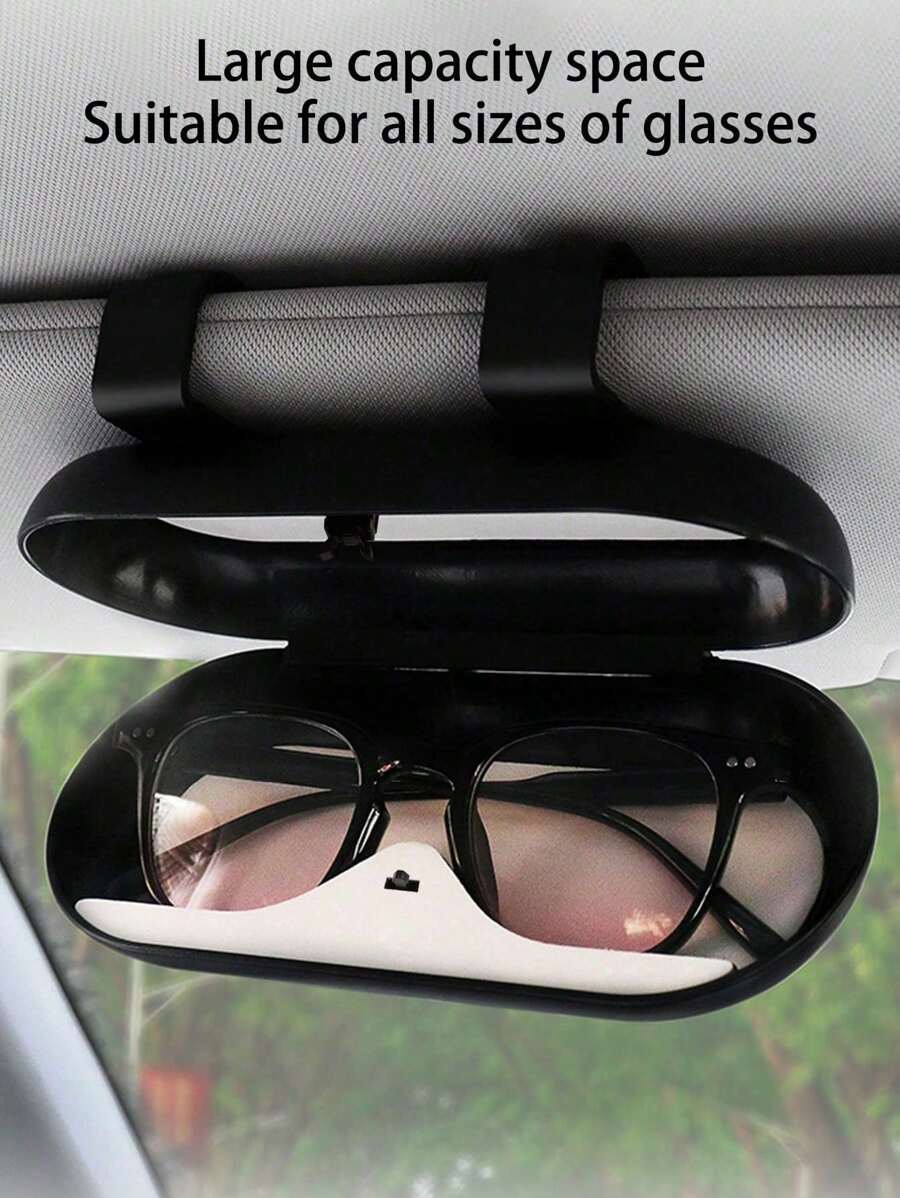 1pc Convenient Car Sunglasses Case Organizer, ABS Material With One-Hand Open & Close Design