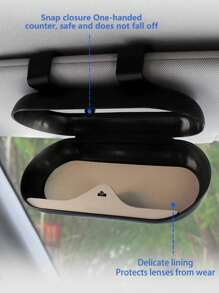 1pc Convenient Car Sunglasses Case Organizer, ABS Material With One-Hand Open & Close Design