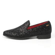 UUBARIS Mens Glitter Loafers Dress Slip On Party Wedding Penny Sparkly Shoes - 黑色 - 查看 2