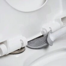 1pc Silicone Toilet Brush, Small Compact Cleaning Brush For Home, Detachable Long Handle, Breathable, Flat Head, Soft Silicone Bristles, Quick Drying, TPR - Multicolor - View 6