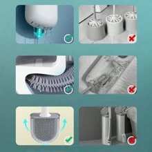 1pc Silicone Toilet Brush, Small Compact Cleaning Brush For Home, Detachable Long Handle, Breathable, Flat Head, Soft Silicone Bristles, Quick Drying, TPR - Multicolor - View 10