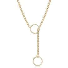 Collar de cadena deslizante con forma de corazón para mujer, collar de cadena de acero inoxidable dorado de estilo punk gótico, collar largo de lazo Y ajustable - multicolor - Ver 5