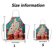 1pc Cartoon Cat, Ice Cream, Small Dog With Pink Bow 3D Pattern Linen Apron For Kitchen Cooking Home Use - Multicolor - View 10