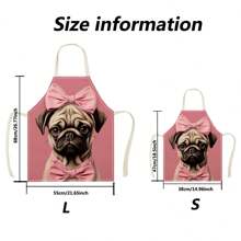 1pc Cartoon Cat, Ice Cream, Small Dog With Pink Bow 3D Pattern Linen Apron For Kitchen Cooking Home Use - Multicolor - View 2
