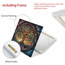 1pc Tree Of Life Mandala, Yggdrasil Painting Canvas, Mosaic Stained Print, Mythology Gift, World Tree, Celtic Wall Art, Vibrant Mandala, Canvas Wall Decor For Living Room, Bed Room,Poster Gifts Birthday Graduation