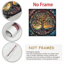 1pc Tree Of Life Mandala, Yggdrasil Painting Canvas, Mosaic Stained Print, Mythology Gift, World Tree, Celtic Wall Art, Vibrant Mandala, Canvas Wall Decor For Living Room, Bed Room,Poster Gifts Birthday Graduation