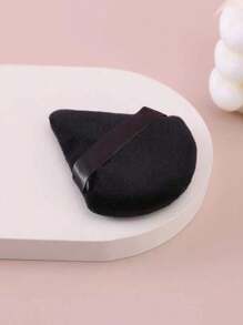 5pcs Velvet Black Fan-Shaped Makeup Sponge Powder Puff For Loose Powder, Setting Powder