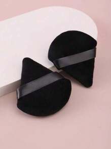 5pcs Velvet Black Fan-Shaped Makeup Sponge Powder Puff For Loose Powder, Setting Powder