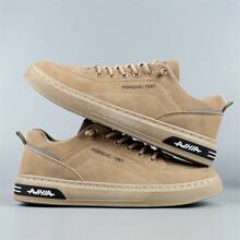 Mới Nam Mùa hè Đen Giày lười Giải trí Da Giày dép Không thấm nước Thể thao Dày Đế Làm việc Giày dép - Màu Khaki - Xem 3