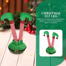 Fabric Decoration Fabric Legs Stuffed Legs Decorations Xmas Tree Legs Striped And Green Red Shoes Legs Santa Legs Ornament For Tree Fireplace Best Gifts Birthday - Multicolor - View 9