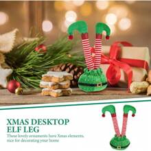 Fabric Decoration Fabric Legs Stuffed Legs Decorations Xmas Tree Legs Striped And Green Red Shoes Legs Santa Legs Ornament For Tree Fireplace Best Gifts Birthday - Multicolor - View 10
